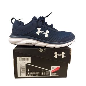 Under Armour Charged Men's Sneaker Navy and White Size 7 Men's Size 9 Ladies NEW